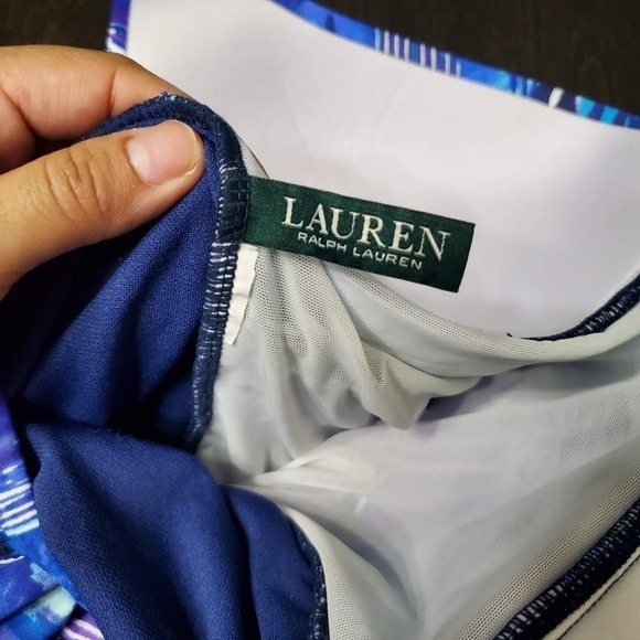 Ralph Lauren blue one piece lined Multicolored haltered swimsuit - Picture 4 of 4